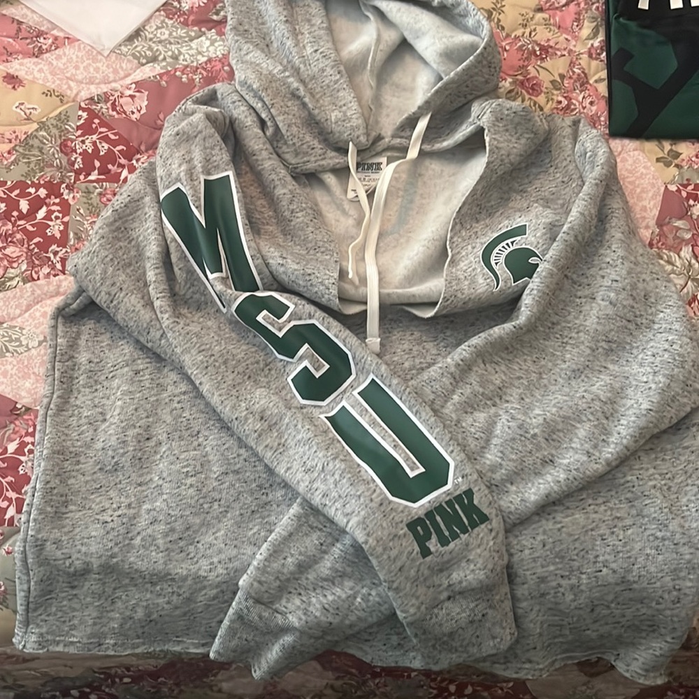 NWOT PINK MSU HOODIE , size S, green & white - Picture 1 of 3